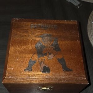 Vtg NE PATRIOTS OLD LOGO Wood Souvenir Box Trinket Jewelry